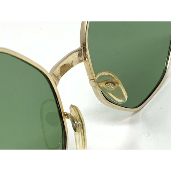 Vintage Oversized Sunglasses Octagon Green Glass Lenses Gold Color Frame Japan main image 4